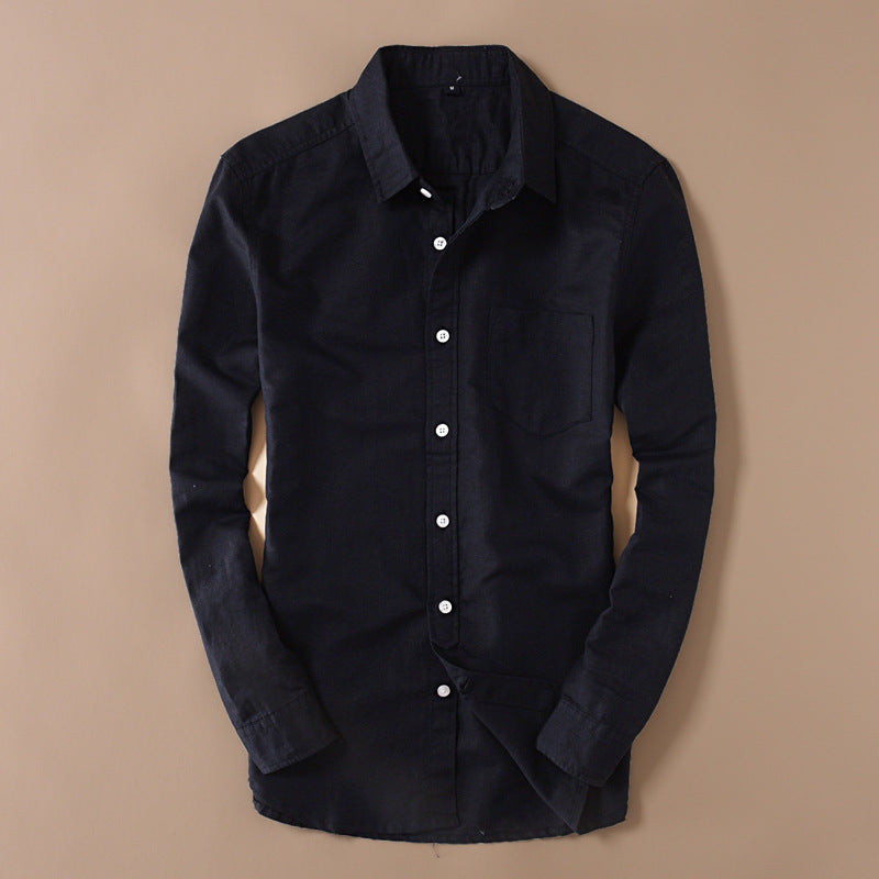 Men's Japanese Retro Linen Shirt – Breathable Cotton-Linen Blend, White & Black