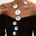 Layered Disc Necklace for Women | Adjustable Textured Metal Pendant