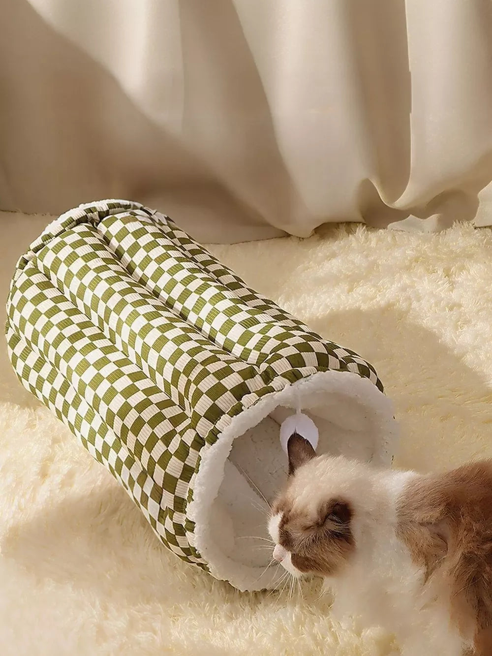 Cozy Plush Pet Tunnel Nest – Foldable, Semi-Enclosed Hideaway for Cats & Small Dogs