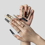 Eclipse Elegance Press-On Nails | Handmade Long Pink Nail Art (S/M/L)