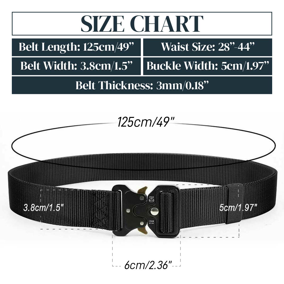 Men's Tactical Belt | Quick-Release Buckle | Adjustable Military Nylon Waist Belt