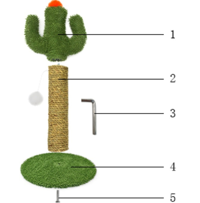 Cactus Cat Tree with Sisal Scratching Post | Solid Wood Base, Elevated Perch & Hanging Toy for Indoor Cats