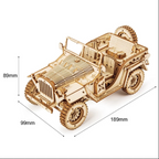 1:18 Scale WWII Army Jeep 3D Wooden Model Kit – No-Glue Military Puzzle for Ages 14+