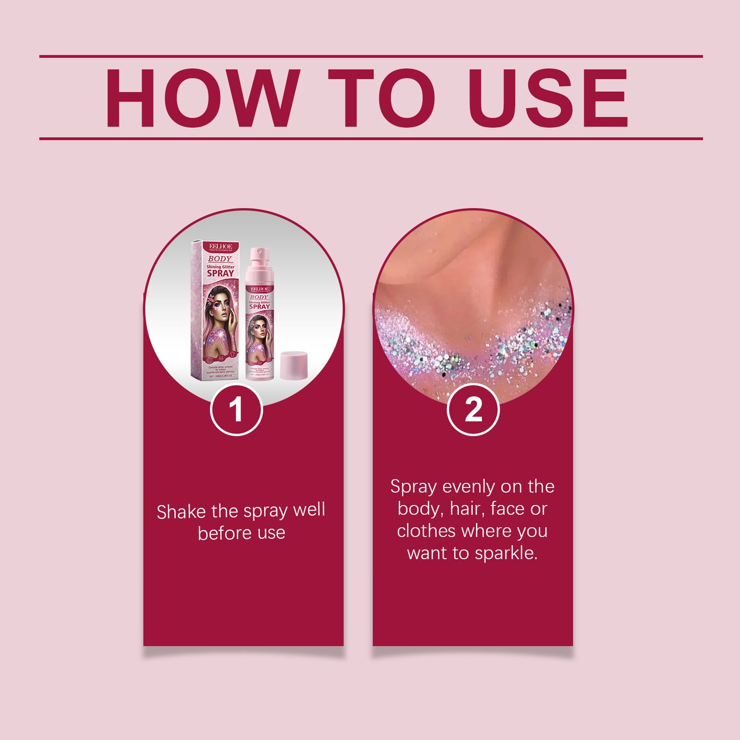 Body Glitter Spray – Long-Lasting Shimmer Highlighter for Face & Body | Vitamin E Formula