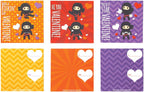 Super Ninja Finger Puppets 28 Card Valentine Exchange Box for Kids