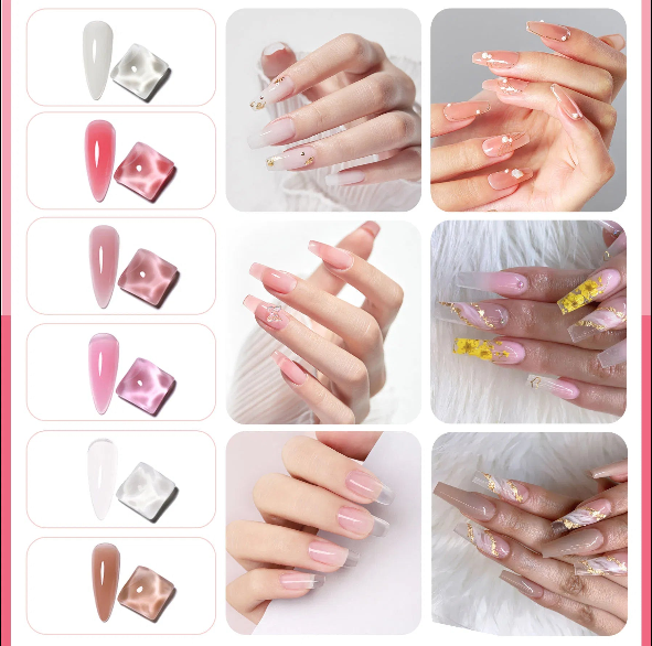Poly Gel Nail Extension Kit with UV LED Lamp – 6 Colors, Complete Starter Set
