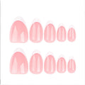 Minimalist French Tip Press-On Nails | 24-Piece Short Almond Oval Set