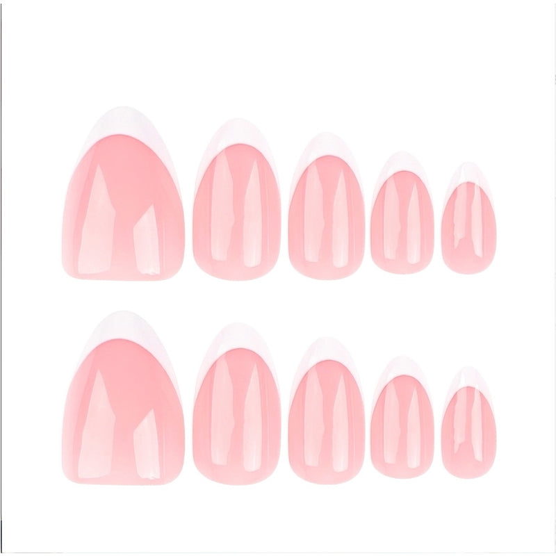 Minimalist French Tip Press-On Nails | 24-Piece Short Almond Oval Set