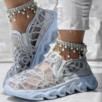 Women's Sparkle Mesh Breathable Sneakers | Lightweight Glitter Athletic Shoes – 3 Colors