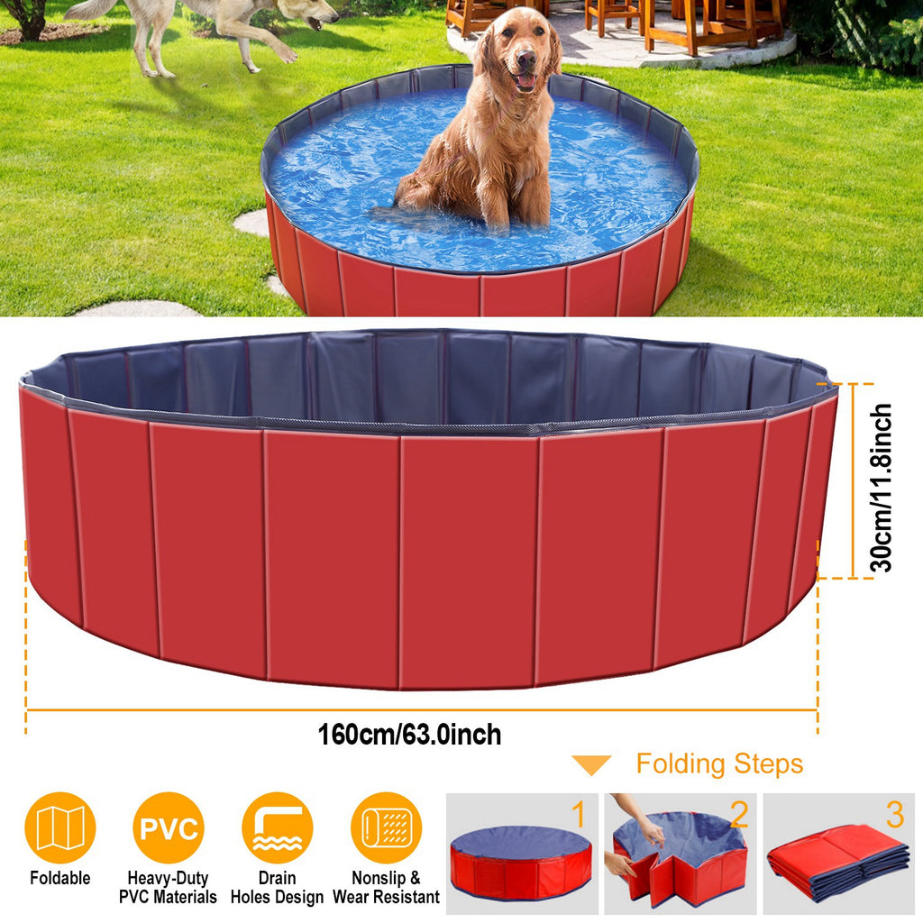 Extra Large Foldable Dog Pool 63" – Portable Swimming Pool for Dogs & Cats