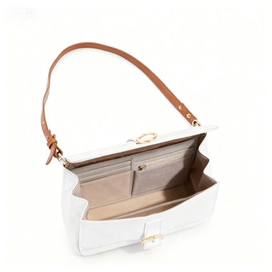 White Crossbody Bag for Women - Lightweight Vegan Leather Purse with Adjustable Strap