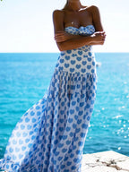 Printed One-Piece Swimsuit & Wrap Skirt Set