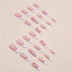 Glitter Butterfly Press On Nails – 24 Piece Long Square False Nails