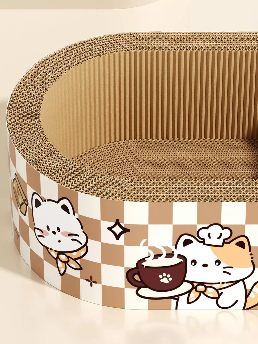 Cat Scratching Lounge Bed – Wear-Resistant Cardboard Scratcher with Cute Cartoon Design
