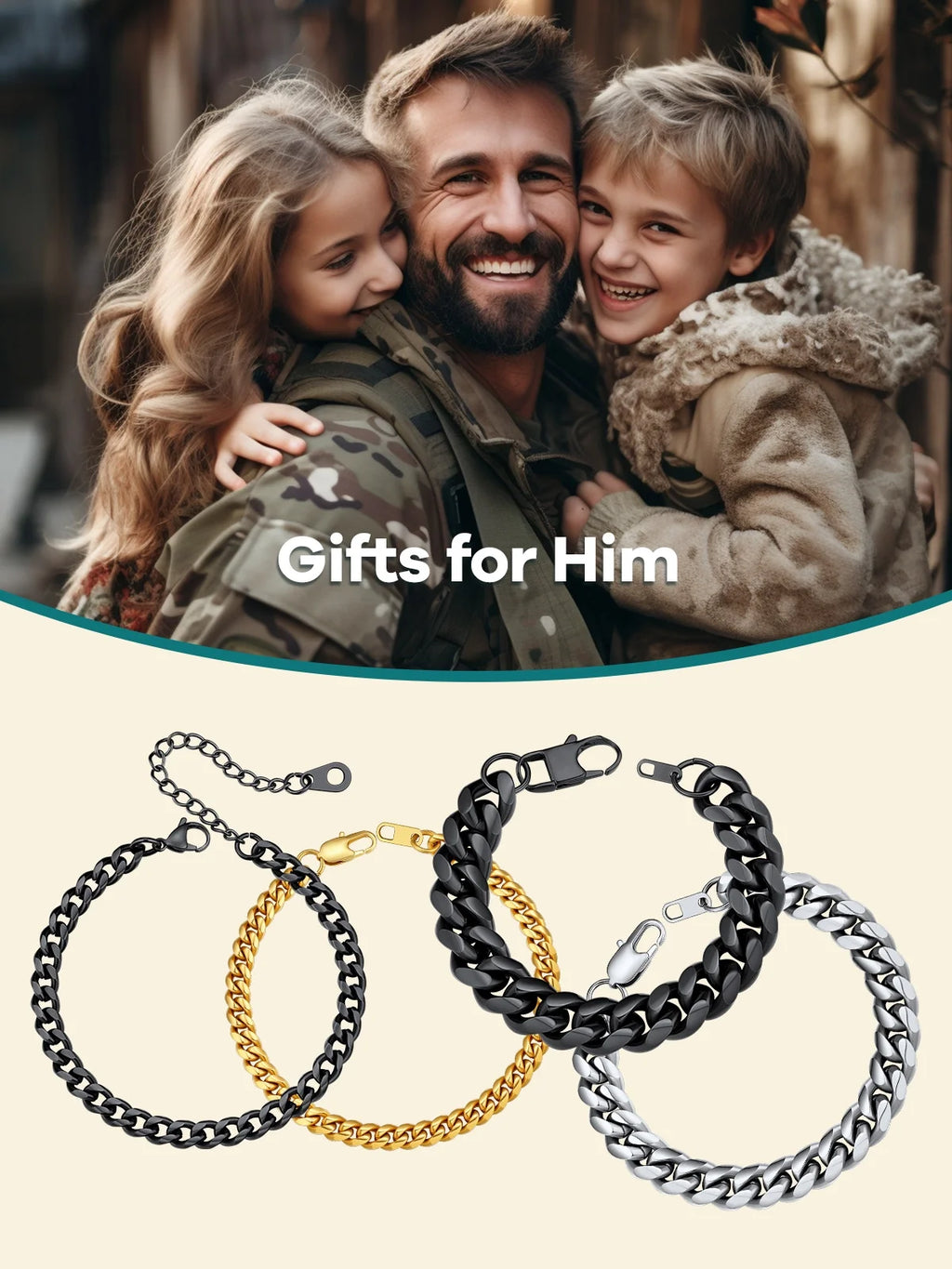 PROSTEEL Gold Plated Bracelet for Men Chunky Cuban Bracelet 10MM 7.5 Inch Chain Bracelet Stainless Steel Gift for Him