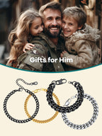 PROSTEEL Gold Plated Bracelet for Men Chunky Cuban Bracelet 10MM 7.5 Inch Chain Bracelet Stainless Steel Gift for Him