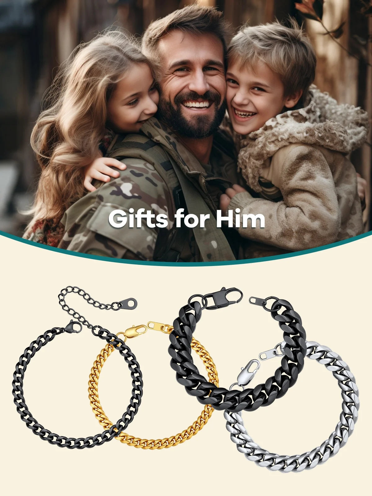 PROSTEEL Gold Plated Bracelet for Men Chunky Cuban Bracelet 10MM 7.5 Inch Chain Bracelet Stainless Steel Gift for Him