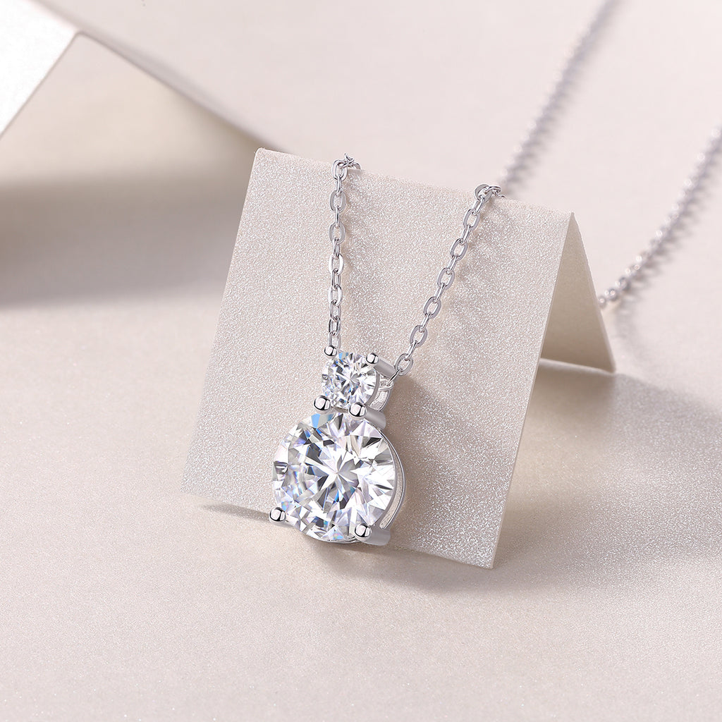 3 Carat Moissanite Pendant Necklace | S925 Sterling Silver, Platinum Plated
