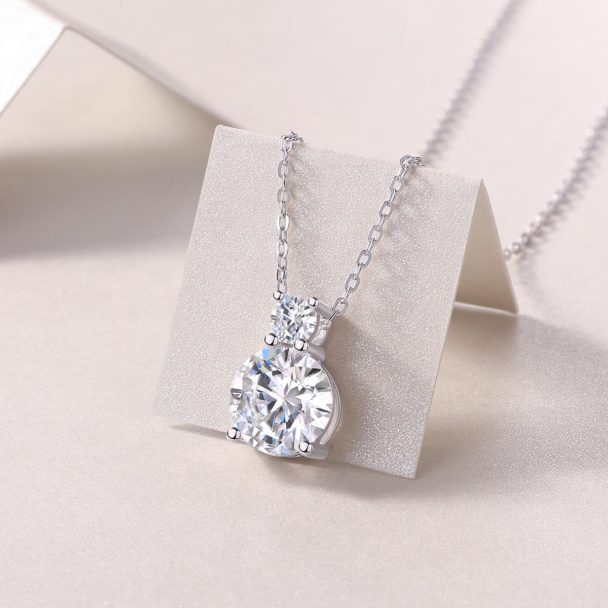 3 Carat Moissanite Pendant Necklace | S925 Sterling Silver, Platinum Plated
