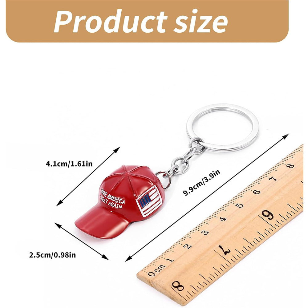 Trump Red Cap Keychain Set - 6 Pack MAGA Hat Key Ring Charms