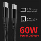 Premium Braided USB-C Fast Charging Cable - 6ft Durable Nylon Charger Cord