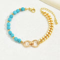 Turquoise Beaded Layered Bracelet – Boho Double Ring Chain Jewelry for Women