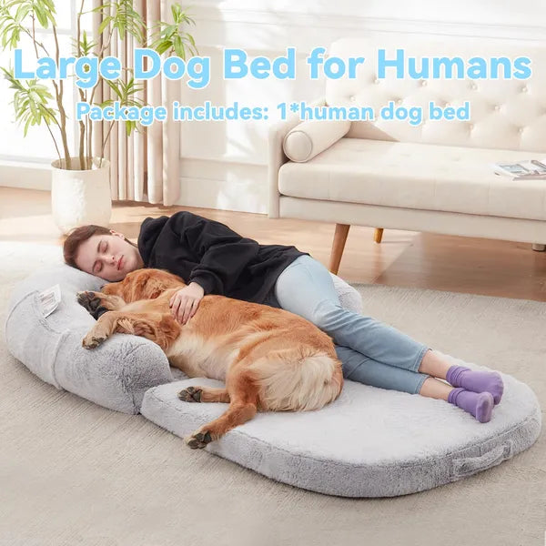 Human Dog Bed – Oversized 71"x43" Orthopedic Memory Foam Lounger for Large Dogs & Owners