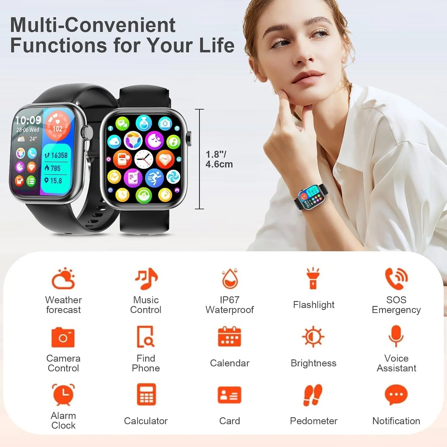 Fruit Intelligence Smart Watch Answer/Make a Call Bluetooth Smart Watch for IOS Android Men'S and Women'S Watch Black
