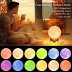 LED Moon Lamp Night Light with Remote - 16 Color Changing Ambient Lighting with Wood Stand