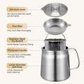 Stainless Steel Oil Strainer Pot with Lid | 67oz Large Capacity Grease Container | 304 Food-Grade Steel