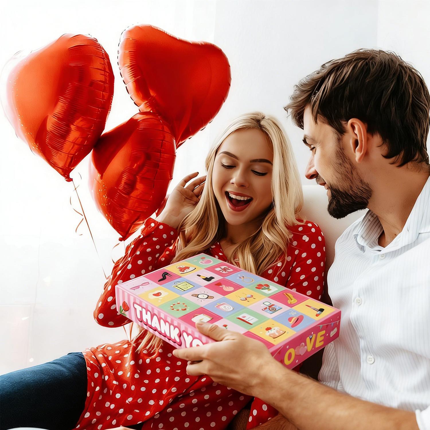 Valentine's Day Countdown Calendar - 24 Day Pink Gift Box Set for Romance & Weddings