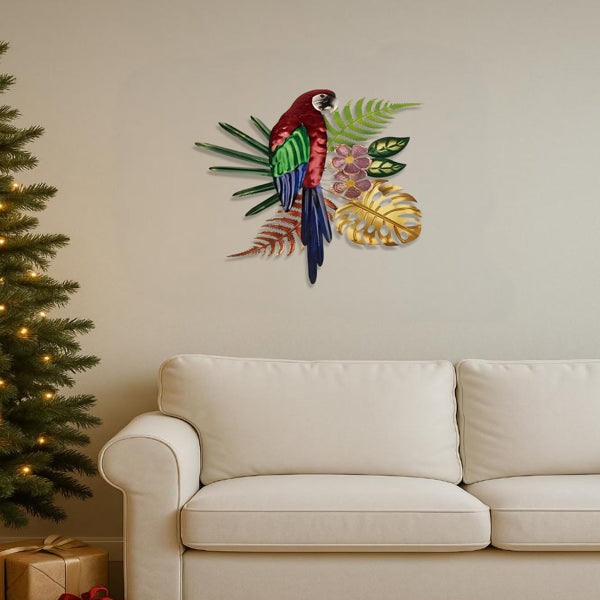 Vintage Parrot Wall Art | Colorful Tropical Bird Metal Decor for Home & Kitchen | Gift for Bird Lovers