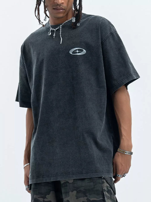 Men's Oversized Round Neck T-Shirt – Soft Cotton Blend Relaxed Fit