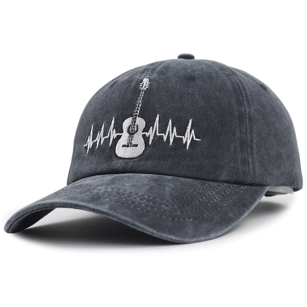 Guitar Embroidered Baseball Cap - Adjustable Cotton Hat for Music Lovers - Unisex Sun Protection Cap