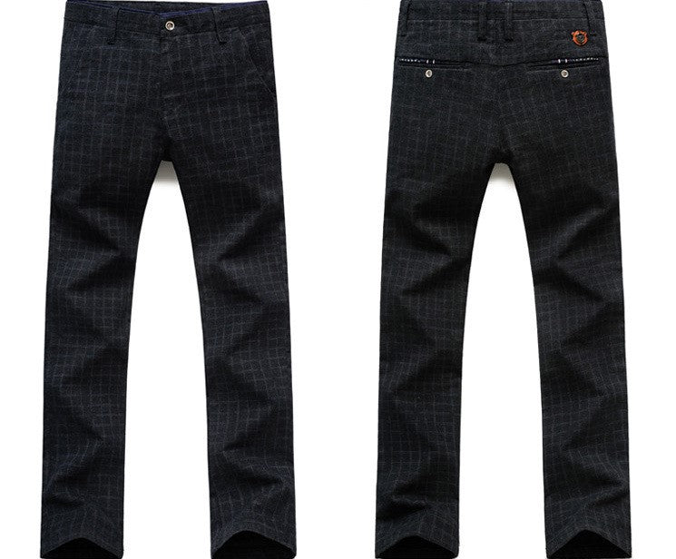 Men's Plaid Cotton Linen Straight Leg Casual Pants