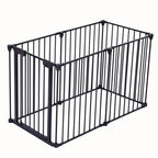 150" Adjustable Safety Gate – 6-Panel Metal Baby & Pet Fence with Walk-Through Door
