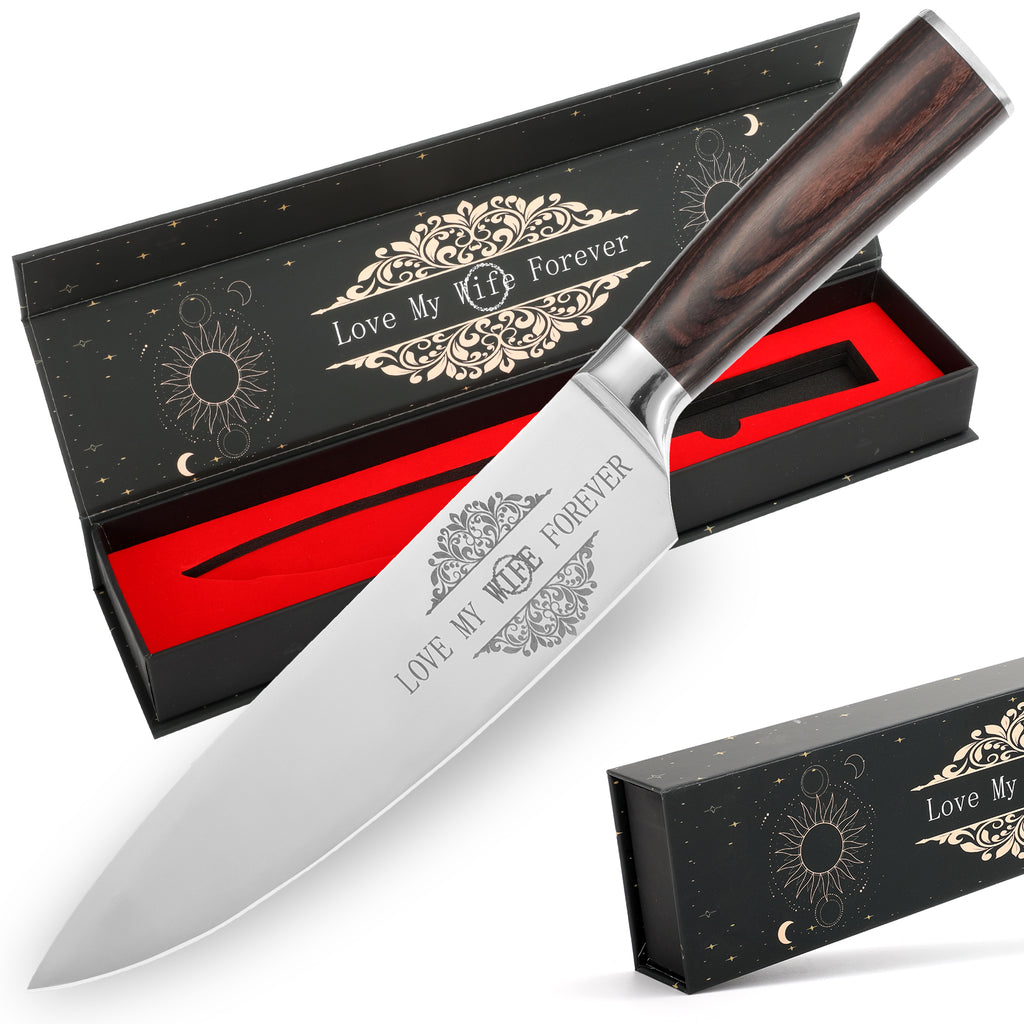 Professional 8-Inch Chef Knife - Japanese High Carbon Steel Kitchen Knife with Wood Handle