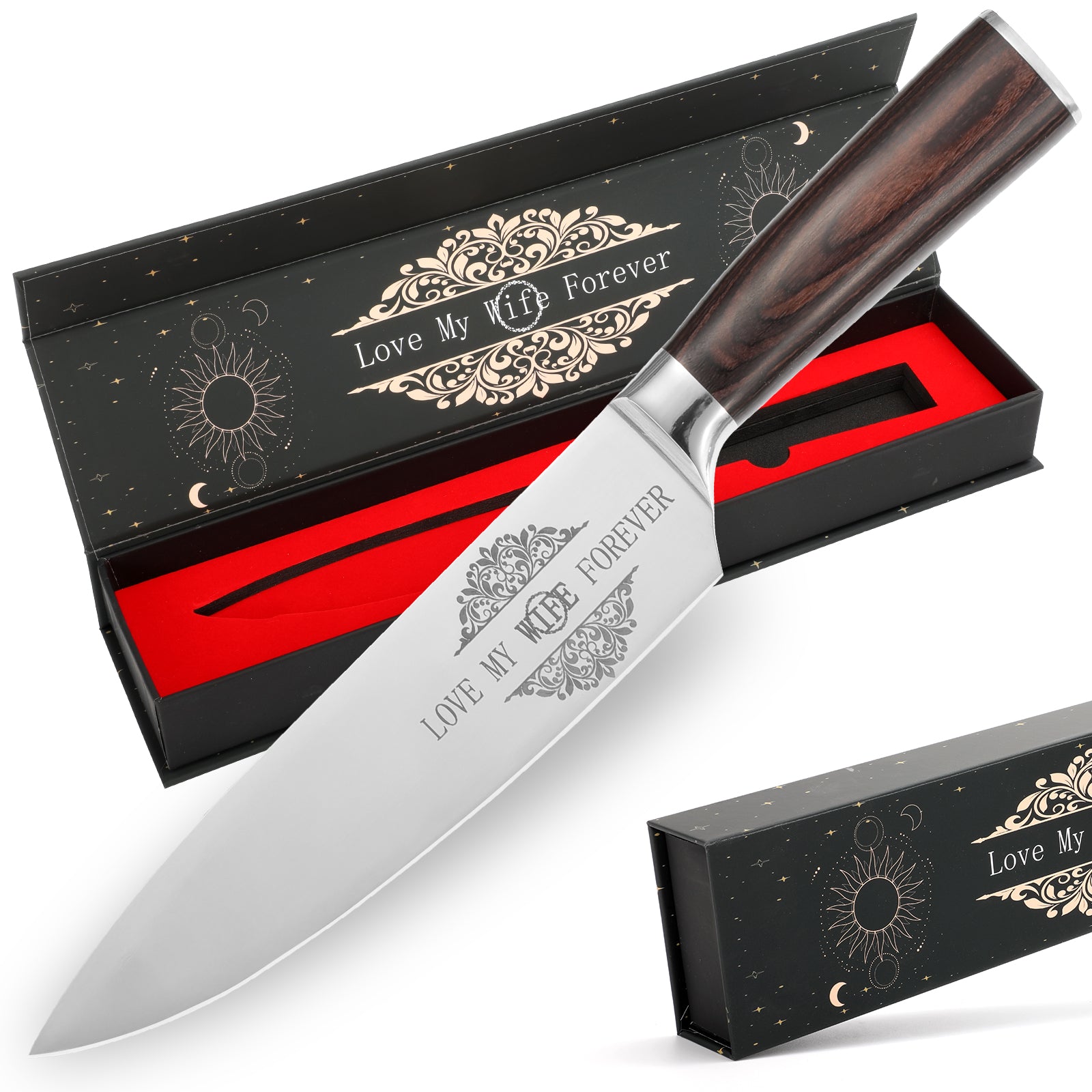 Professional 8-Inch Chef Knife - Japanese High Carbon Steel Kitchen Knife with Wood Handle