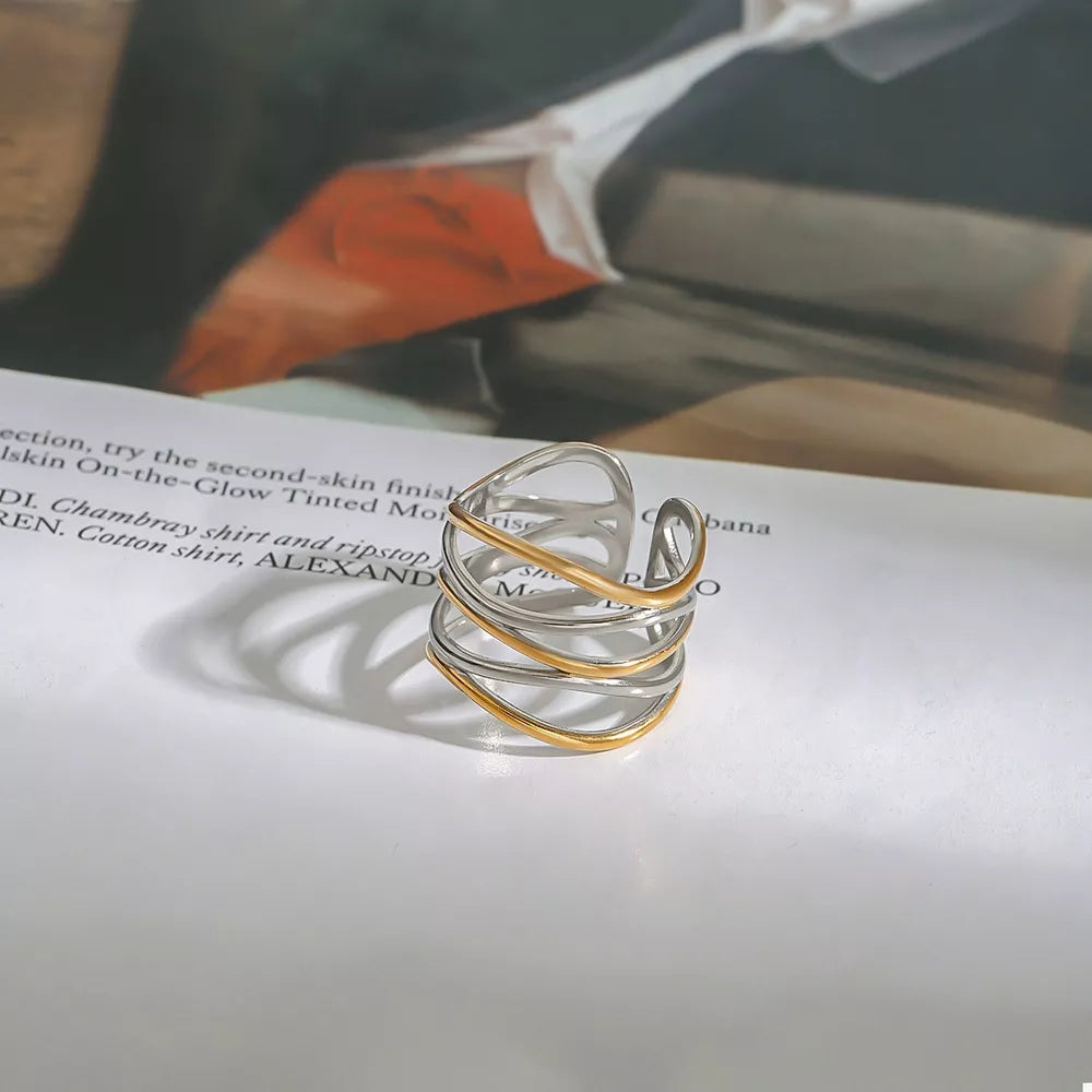 Two-Tone Open Ring | 18K Gold-Plated Stainless Steel