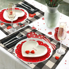 Valentine's Day Gnome Placemats Set of 4 - Heart Pattern Table Mats for Romantic Dinners