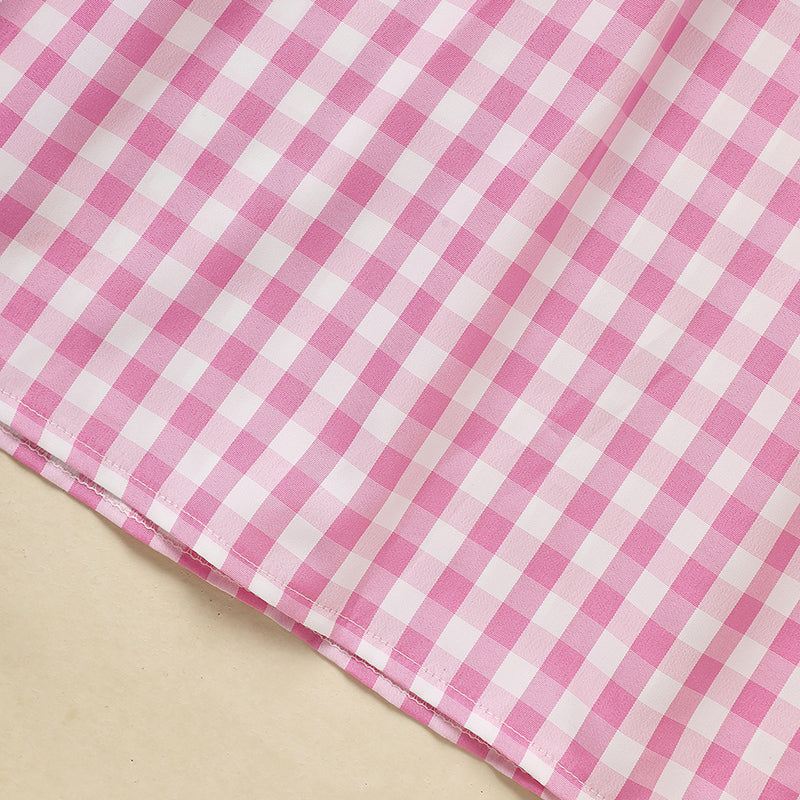 Baby Girl Valentine's Day Smocked Dress – Pink Plaid Heart Embroidery
