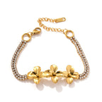 18K Gold Plated Flower Bracelet for Women – Adjustable Stainless Steel Bangle