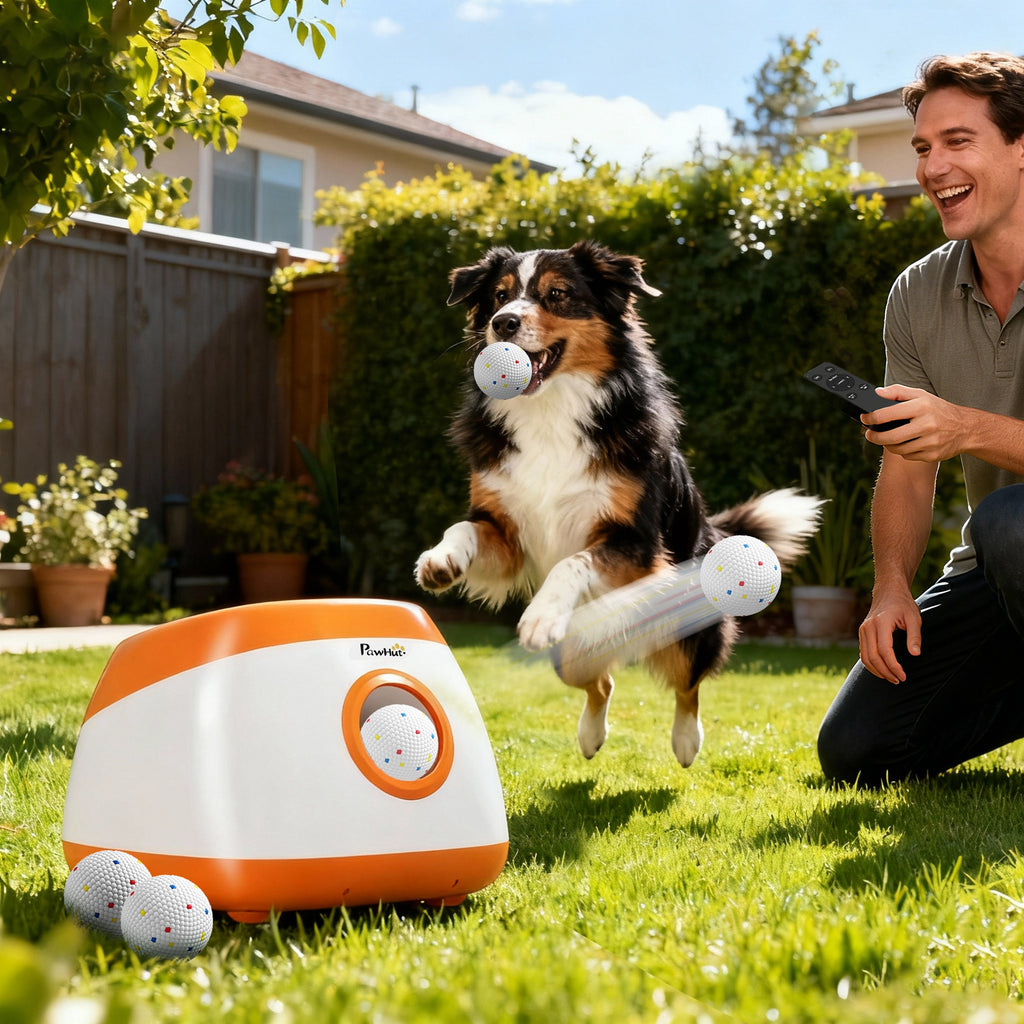 PawHut Automatic Dog Ball Launcher - Rechargeable Fetch Machine for Medium & Large Dogs