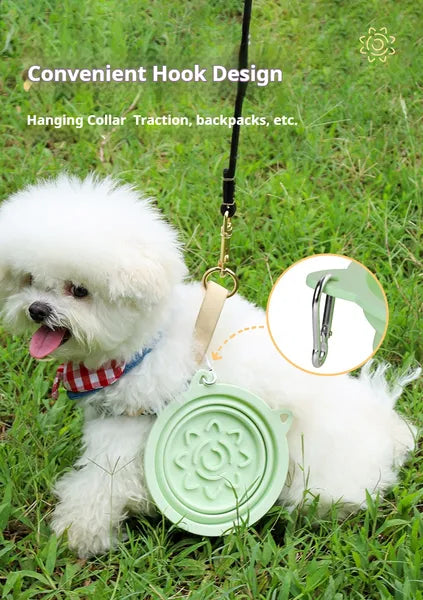 Collapsible Pet Travel Bowl – 3-in-1 Slow Feeder with Suction Cups & Carabiner Hook