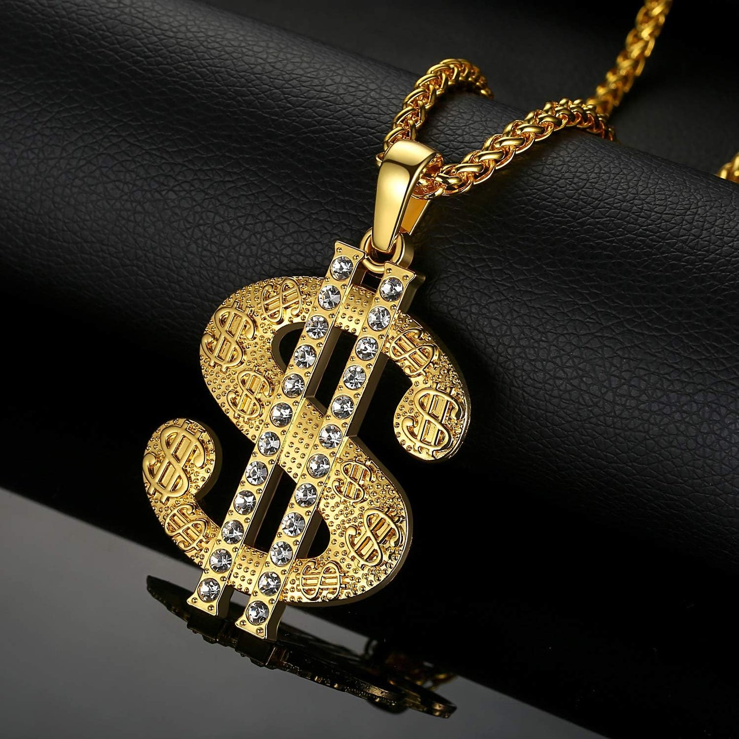 Gold Chain for Men with Dollar Sign Pendant Necklace