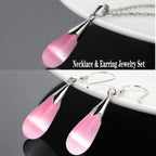 Moonstone Teardrop Necklace & Earring Set | 14K White Gold Plated | Women's Jewelry
