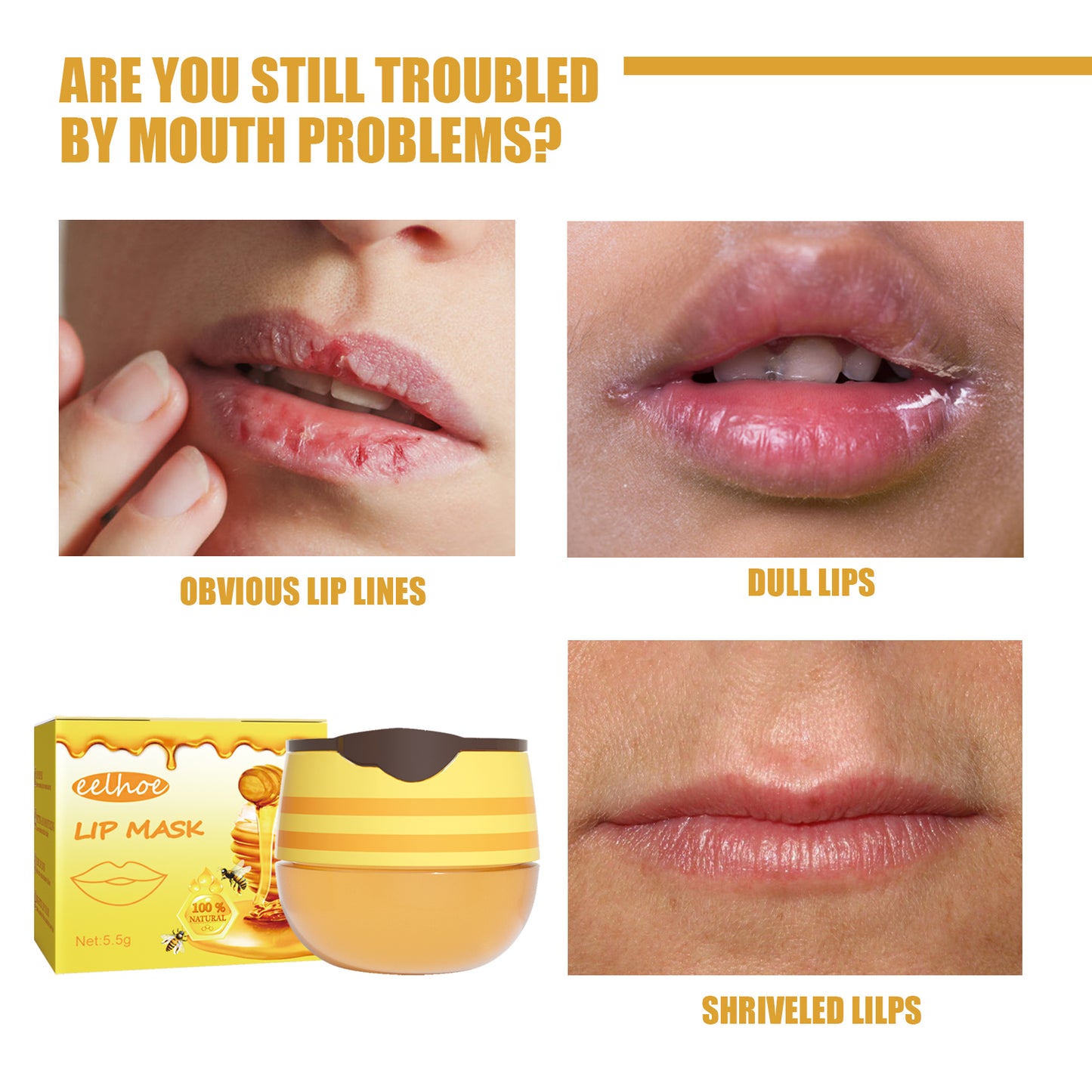 Honey Lip Sleeping Mask - Overnight Moisturizing Treatment for Soft, Smooth, Hydrated Lips