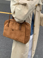 Vintage Suede Handbag with Charm – Medium Shoulder Bag