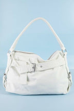Fame Buckle Strap Leather Handbag – Structured Shoulder Bag