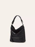 Zip Front Classic Leather Handbag – Medium Shoulder Bag